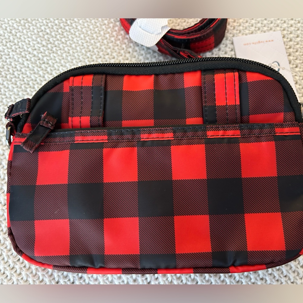 Lug black and red buffalo plaid crossbody